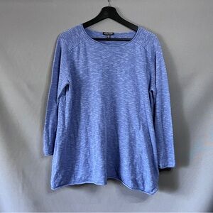 Eileen Fisher Organic Linen Cotton Slub Crew Neck Light Blue Long Sleeve Top M